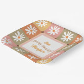 Groovy誕生日レトロヒッピー60s 70sデイジー花 ペーパープレート (傾斜あり)