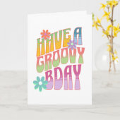 Groovy誕生日 |レトロヒッピー カード (黄色い花)