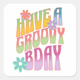 Groovy誕生日 |レトロヒッピー スクエアシール