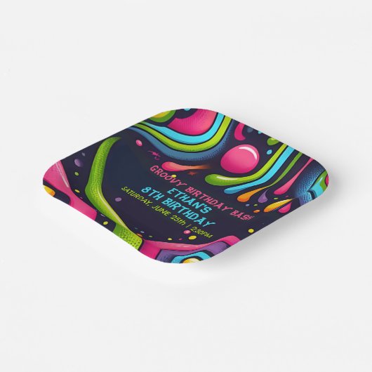 Groovy誕生日Bash ペーパープレート (傾斜あり)