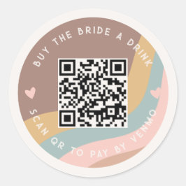 Groovy買を支払うためにBride A Drink Scan QRコード ラウンドシール