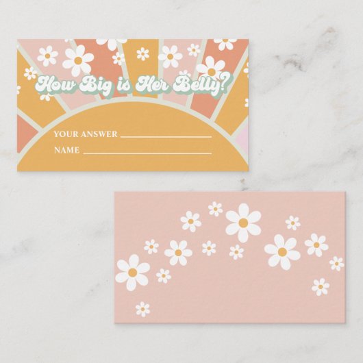 Groovy赤ちゃんシャワーゲーム彼女の腹の大きさ エンクロージャーカード (正面/裏面)