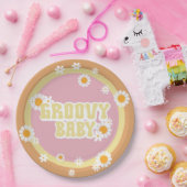 Groovy赤ちゃんシャワー装飾、レトロ、70のVibe ペーパープレート (パーティー)