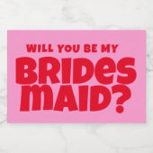 Groovy赤はっきりしたピンク赤の花嫁の提案 スパークリングワインラベル (シングルラベル)