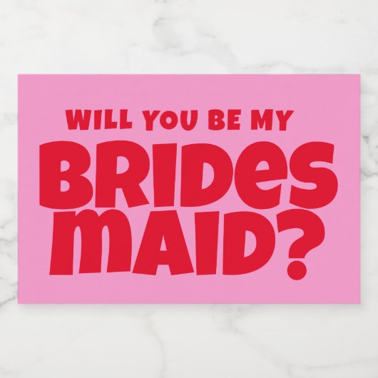 Groovy赤はっきりしたピンク赤の花嫁の提案 スパークリングワインラベル (シングルラベル)