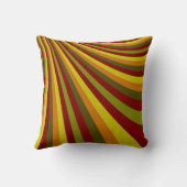 Groovy赤オレンジ色の緑のストライプパターン クッション (裏面)