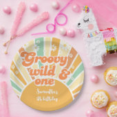Groovy野生と1レトロサン子供の誕生日 ペーパープレート (パーティー)