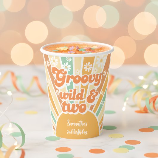 Groovy野生と2レトロサン子供の誕生日 紙コップ