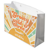 Groovy野生と3レトロサン子供の誕生日 ラージペーパーバッグ (裏面アングル)