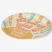 Groovy野生と4レトロサン子供の誕生日 ペーパープレート (アングル)