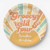 Groovy野生と4レトロサン子供の誕生日 ペーパープレート (正面)