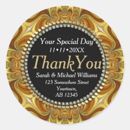 Groovy金ゴールド液体スワールありがとうシール ラウンドシール