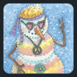 GROOVY雪だるま、平和サインCHRISTMASスタンプSqu スクエアシール<br><div class="desc">花の力の日は、ネクタイを染め、平和のサインだった。GROOVY雪だるまのステッカーシートで少し愛を追加し、正方形…... ラップ、ティッシュペーパー、リボン、ギフトラベルなどを探す。スーザンブラックデザイン</div>