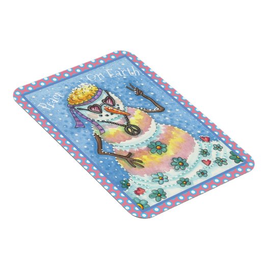 GROOVY雪だるま「PEACE ON EARTH」クリスマスマグネット マグネット (右側)