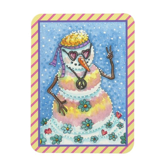 GROOVY雪だるまPEACE ON EARTH CHRISTMAS MAGNET Rec マグネット (縦)