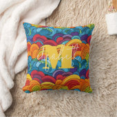 Groovy雲カラフル形 クッション (ブランケット)