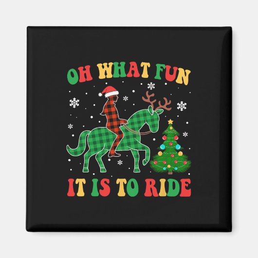 Groovy馬ああ何のおもしろいはクリスマスXに乗る マグネット (正面)
