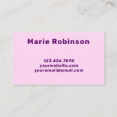 Groovy黒はっきりした紫ホットピンクハローネオングロー 名刺 (裏面)