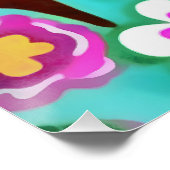 Groovy カラフル70年代のフローラ抽象芸術 ポスター (コーナー)