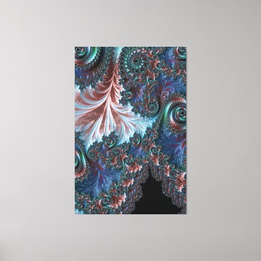Groovy カラフル Boho Hippie Mandelbrot Fractal Art キャンバスプリント (正面)