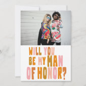 Groovy カラフル Man of Honor Photo Proposal Card 招待状 (正面)