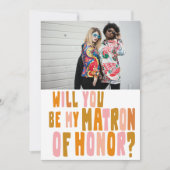 Groovy カラフル Matronオナーフォト提案カード 招待状 (正面)