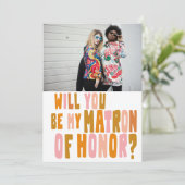 Groovy カラフル Matronオナーフォト提案カード 招待状 (スタンド正面)