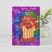 Groovy カラフル Peace Bear 1960のスタイル招待状 招待状 (スタンド正面)