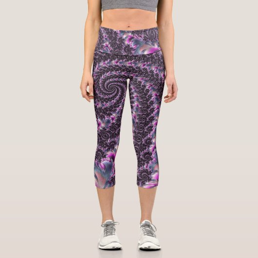 Groovy トリップ（幻覚体験）のような Spiralファンキーサイケデリック Fractal A カプリレギンス (正面)