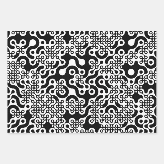 Groovy トリップ(幻覚体験)のような Truchetタイル ラッピングペーパーシート (正面)