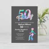 Groovy ファンキー Disco Ty Dye Women's 50誕生日 招待状 (スタンド正面)