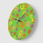 Groovy モダン 70'sフラワーパワークロック ラージ壁時計 (傾斜)