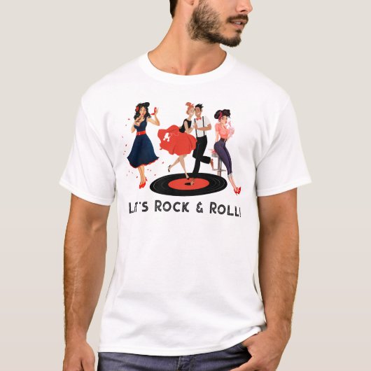 Groovy ユニセックス retro 1950sのロックと転がTシャツ Tシャツ (正面)