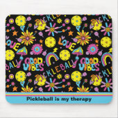 Groovy、レトロ90s、黒 マウスパッド (正面)