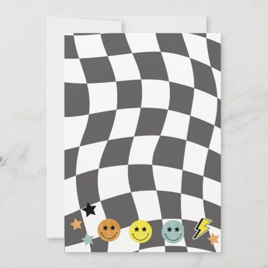 Groovy 名門私立校風の Y2Kハッピー顔レトロ誕生日 招待状 (裏面)