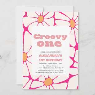 Groovy 1日1日ピンクとオレンジ 招待状