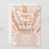 Groovy 1誕生日の招待 招待状 (正面)