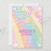 Groovy 1誕生日の招待 招待状 (正面)