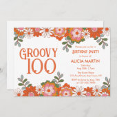 Groovy 100クラシック誕生日 招待状 (正面/裏面)