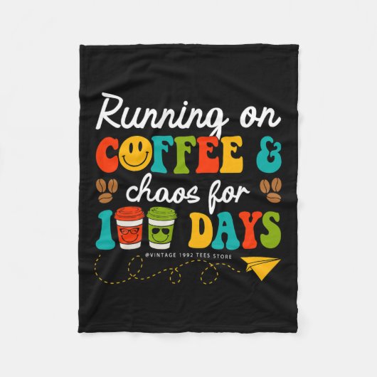 Groovy 100日のコーヒーとカオス先生100 Da フリースブランケット (正面)