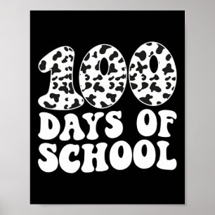 Groovy 100日の学校の牛のプリント100th Day Scho ポスター