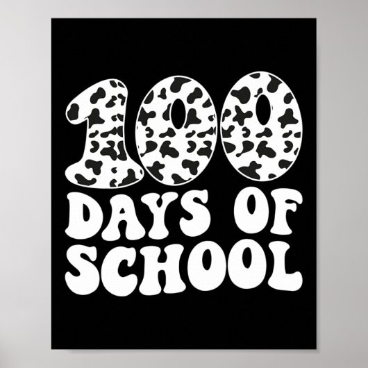 Groovy 100日の学校の牛のプリント100th Day Scho ポスター (正面)