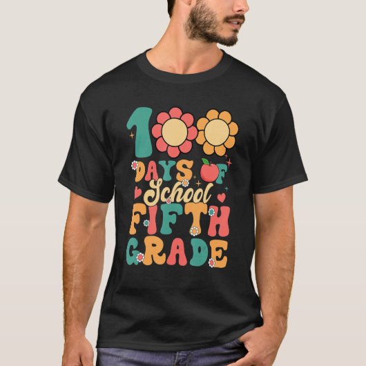 Groovy 100日の学校5年生先生スタッド tシャツ (正面)