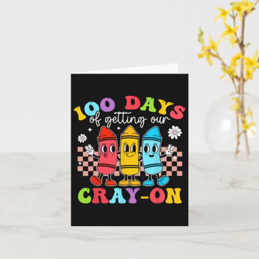 Groovy 100日Getting Crayon Students先生Sc カード (黄色い花)
