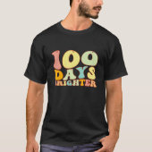 Groovy 100 Days Brighter Student 100th Day Of Scho Tシャツ (正面)