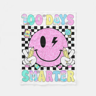 Groovy 100 Days Smarter Retro 100th Day Of School  フリースブランケット