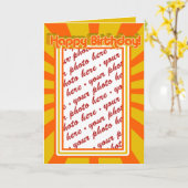 Groovy 1970のレトロ誕生日フォトフレーム カード (黄色い花)