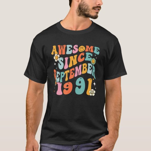 Groovy 1991年9月以素晴らし降31番目の誕生日 tシャツ (正面)