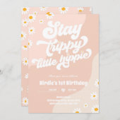 Groovy 1stバースデーステイリトルトリップ（幻覚体験）のようなヒッピー 招待状 (正面/裏面)