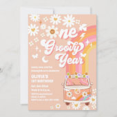 Groovy 1st Birthday Invitation 招待状 (正面)